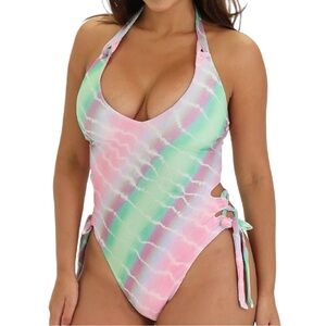 P -☀️☀️☀️ Isabella Rose Lace Up One Piece Swimsuit